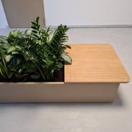 Bench with flower pot